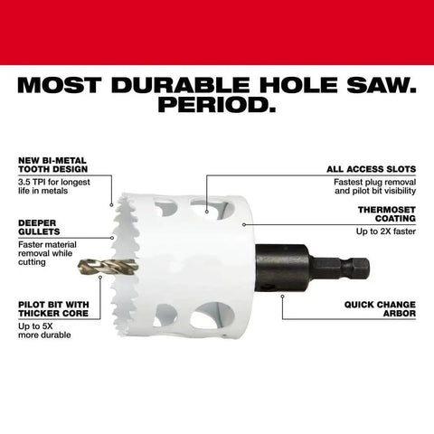 Rock Your Job Site With This Slick 19pc Hole Dozer Kit Boasting Ultra Tough Bi-Metal And Cobalt Saw Blades For Electricians Who Need Heavy Duty Drill Bits That Power Through Drywall And Wood Like A Champ Today., bi-metal hole saw with quick-change arbor, pilot bit and access slots for drywall and wood