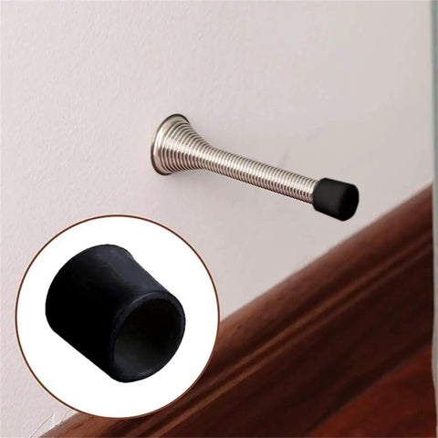 Premium Rubber Door Stop Tip Replacement Set 16 Pcs Door Stopper Bumpers And Spring End Caps For Wall And Floor Protection installed on wall