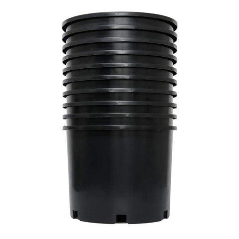 Premium 3 Gallon Nursery Pots Built To Last With Heavy Duty Impact Modified Plastic Thick Walled Wide Rim Grip Lip BPA Free Made in USA Pack of 10 For Easy Planting And Transplanting, black stack