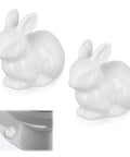 Two Pieces Rabbit Shaped Ceramic Toilet Bolt Covers Set For Bathroom Decor, Cute Bunny Toilet Screw Caps on toilet