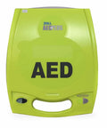 ZOLL AED Plus automated external defibrillator in lime-green, front view.