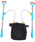 Backpack Spreader Sprayer For Granular Fertilizer And Manure with double handle, shown with tubing and black bag for garden use.