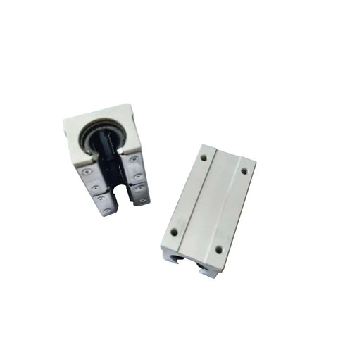 Beefy 2 Pack SBR12LUU Linear Bearing Blocks for 12mm guide rail showing aluminum housing and steel insert