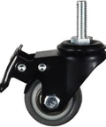 Heavy Duty 1.5 Inch Swivel Caster Wheels Set Of 4 With Brakes, 330 Lb Total Capacity, M8 1.25 Threaded Stem, TPR Castors For Carpet And Hardwood Floors