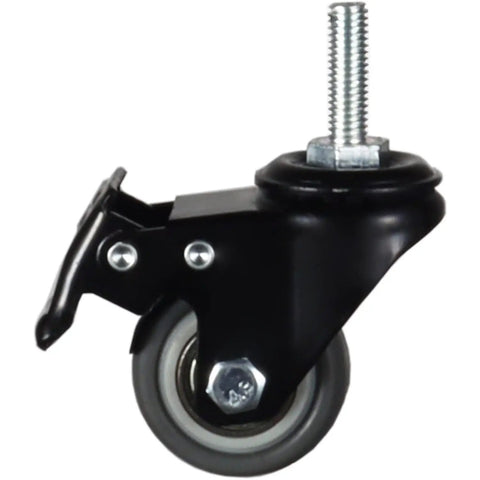 Heavy Duty 1.5 Inch Swivel Caster Wheels Set Of 4 With Brakes, 330 Lb Total Capacity, M8 1.25 Threaded Stem, TPR Castors For Carpet And Hardwood Floors