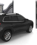 SUV approaching open gate featuring 100 Foot Vehicle Sensor Exit Wand Kit for Driveways With Automatic Gate Release Free Exit No Grounding Required Dope Setup For Cars And Home Gates Easy Install And Weatherproof Build