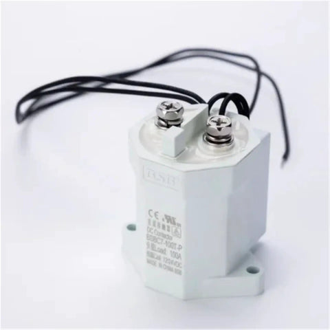 Rock Solid Top Shelf High Voltage DC Contactor Relay 1000V 100A with terminals and wires for EV charging systems.