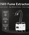 Heavy Duty Fume Extractor With Three Layer Filter For Industrial Workshops brushless motor with flexible hose design.