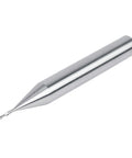SpeTool 1/32in downcut inlay router bit with 1/4in shank, carbide end mill, close-up view
