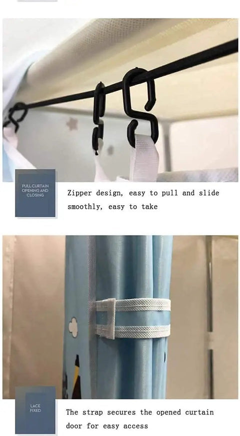 No Tools Needed Quick Snap Together Folding Wardrobe Portable Clothes Hanging Organizer Space Saving Storage Rack For Hallway Guest Room Living Bedroom Easy Setup Compact