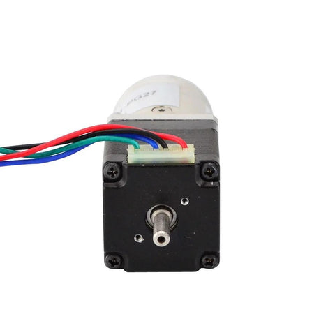 Front view of Nema 11 Stepper Motor With Planetary Gearbox 27 To 1 Dual Shaft Geared Motor High Torque 0.067 Deg Step Angle 4 Wire Bipolar.