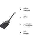 17 Inch Heavy Gauge Steel Fireplace Shovel With Heat Resistant Finish And Leather Hang Strap, black alloy steel, side view