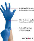 Heavy Duty Latex Gloves With Extended Beaded Cuff Ambidextrous Blue Disposable Large Size Extra Wrist And Forearm Protection