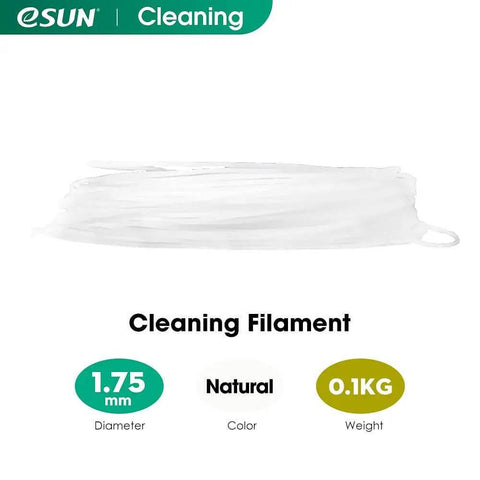 Cleaning Filament 1.75mm For 3D Printers, 100g Spool, natural color shown with diameter and weight details.