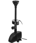 660GPH Submersible Pond Pump With Inside Filter And RGB LED Light Garden Pond Fountain Kit, black, single nozzle attachment shown