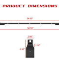 Product dimensions of Heavy Duty Black Roof Rack Crossbars For Jeep Wrangler JK JL Gladiator JT Hardtops measuring 54.65" and 58.55".