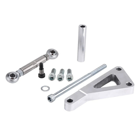 Chevy SBC 350 Polished Aluminum Alternator Bracket Kit With Short Water Pump Mount Upper Passenger Side Bolt On For V Belt Or Serpentine Setup