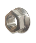 Heavy Duty Stainless Steel Hex Flange Lock Nuts 304 Grade With Sharp Serrated Base For Tough Construction Projects And Industrial Hardware Needs Size 3/8 24 Fine Thread Pack Of 10 Secure Grip Fasteners close-up view of a stainless steel hex flange locknut