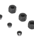 Six Pack 1/4 to 1/8 Collet Adapters for CNC Lathe, Router, and Milling Cutters with screws and nuts, black metal finish