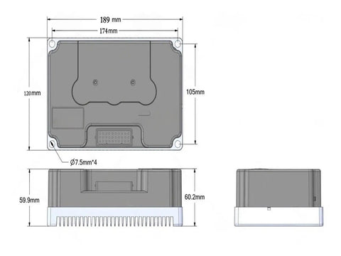 Blcd Motor Motherboard Controller For 48V To 72V Electric Rigs Featuring Smart Bt Sensor, dimensions view showing length and height.