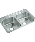 Double Basin Sink 33 By 22 By 6 Built To Last Self Rimming Stainless 22 Gauge 301 with Satin Sanded Deck Finish, top view