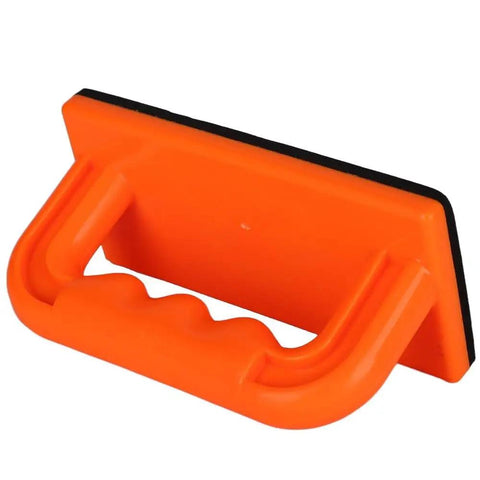 Safety Orange Oblique Push Block For Table Saws And Router Tables Featuring Steady Grip And Non Slip Base, 6x3 inch size.