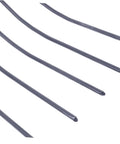 Close-up of five-point tines of a Manure Fork Hand Tool For Lawn And Farm Work With Five Point Design in dark blue steel