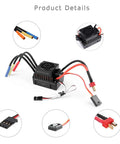Waterproof 3650 3900KV Brushless Motor With 60A ESC Combo Set for RC Cars, showing wires, connectors, and ESC components