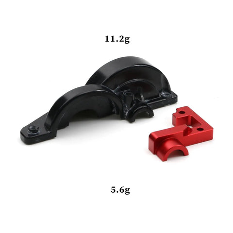Ultra Lightweight Aluminum Gear Cover For One Tenth Scale RC Car TT02 Open Gearbox Shield showing black and red components