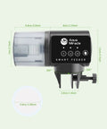 Automatic Fish Feeder For Home Tank Programmable Timer Setup features clear drum, adjustable holder, and time settings.