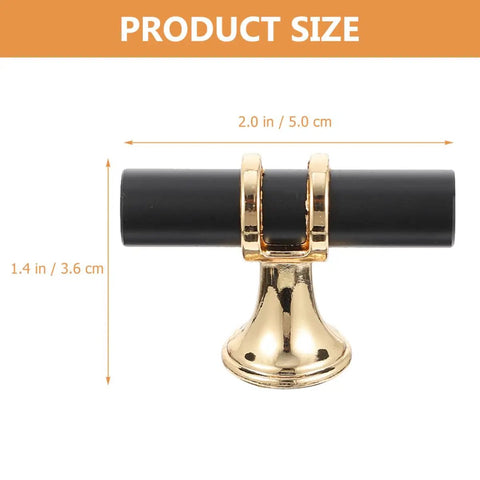 10 Piece Black Zinc Alloy Cabinet Handles And Drawer Pulls For Wardrobe Dresser And Furniture Replacement Hardware, gold and black handle with size dimensions 2.0 in by 1.4 in.
