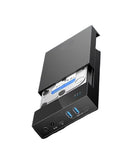 Tool Free Two Point Five Inch Hdd Ssd Enclosure Usb Three Point Zero Hub Type C To Sata Adapter external hard drive case with an open HDD slot.