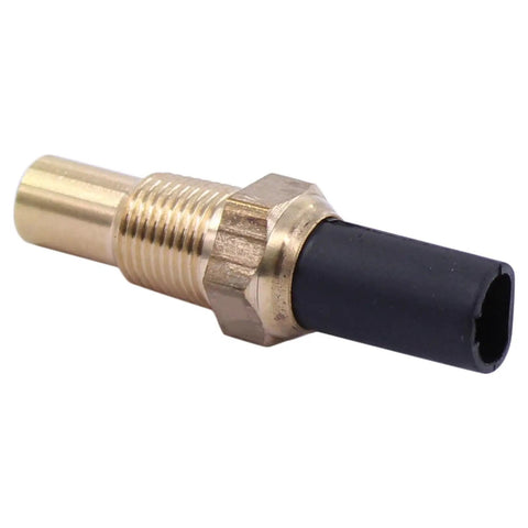 Heavy Duty Engine Coolant Temperature Sensor With Factory Style Wiring Harness Pigtail showing brass body and black connector.