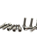 Rugged Aerospace Grade Titanium Bike Bolts M6X19mm Allen Hex Socket Set Of 10 Includes Washers shown from various angles.