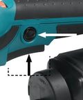 Close-up of 5 Inch Random Orbital Sander With 3.0 Amp Motor, Variable Speed From 4,000 To 12,000 OPM, ergonomic rubberized palm grip