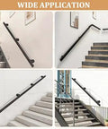 Built Like A Tank With Killer Grip Wall Mounted Stair Handrail Black Wrought Iron Square Tube Slip Resistant Grip Custom Sizes Indoor Outdoor Home Safety Sturdy Support For Hella Daily Reliable Use on various stair types
