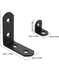 Beefy Heavy Duty L Shaped Corner Braces Set, 20 Pcs Metal Shelf Mount Brackets in Two Sizes shown with measurements