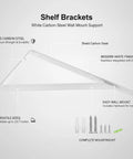 9.84 Inch White Carbon Steel L Bracket For Floating Shelves Wall Mount Support Heavy Duty Shelf Bracket with mounting hardware