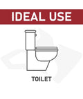 Illustration of a toilet indicating ideal use for Heavy Duty Toilet Drain Snake Auger For Quick Clog Clearance With 3 Foot Flexible Steel Cable And Spring Loaded Head To Blast Through Tough Gunk Without Breaking A Sweat.