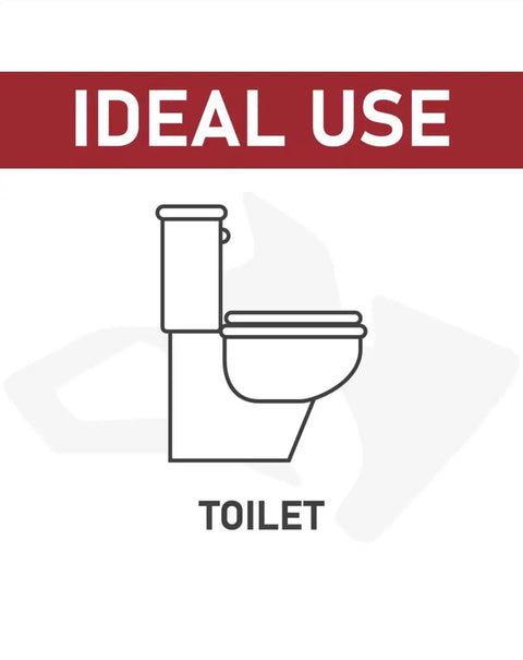 Illustration of a toilet indicating ideal use for Heavy Duty Toilet Drain Snake Auger For Quick Clog Clearance With 3 Foot Flexible Steel Cable And Spring Loaded Head To Blast Through Tough Gunk Without Breaking A Sweat.