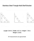 Diagram of Stainless Steel Triangle Shelf Bracket Fits Standard Wood Boards for Kitchen and Bathroom Wall Storage