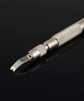 Pro Grade Spring Bar Tool Set For Watch Bands With 6 Extra Tips And 72 Pins, close-up of stainless steel tool tip