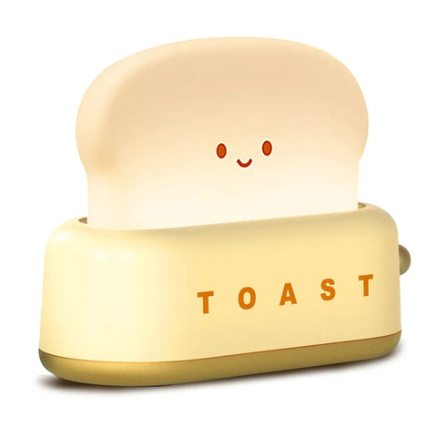 Toaster Shaped LED Table Lamp With Rechargeable Battery Nightstand Light With Timer Cute Toast Bread Bedroom Lamp