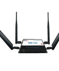 Front view of MBR 550 Broadband WiFi Router With Dual WiFi And Cellular Failover, featuring dual antennas and Ethernet ports.