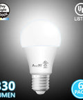 A19 LED Light Bulbs Six Pack 9W 60W Equivalent 830 Lumens Daylight 5000K E26 Base UL Listed Non Dimmable
