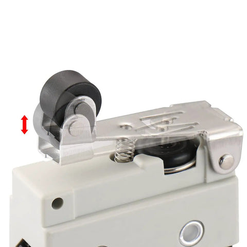 Limit Switch TZ-7141 with short hinge roller lever actuator, close-up of hinge mechanism