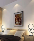 Bedroom with Sleek Modern Table Lamp With 14W Power, Three Color Settings And Ten Level Dimming, Black Acrylic Craft