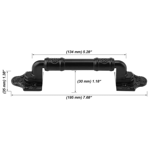 4 Pack Black Antique Barn Door Pull Handle 7.8 Inch Heavy Duty Sliding Door Hardware with measurements