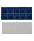 APKT1604PD R76 IC928 Carbide Inserts Set 10 Pieces For CNC Turning in blue case, steel machining tools visible