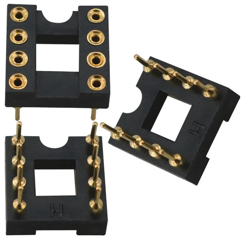 Fully Gold Plated DIP IC Socket Adapter With Two Rows Of Eight Round Pins 7.6mm Spacing Plug And Play Soldering Ready